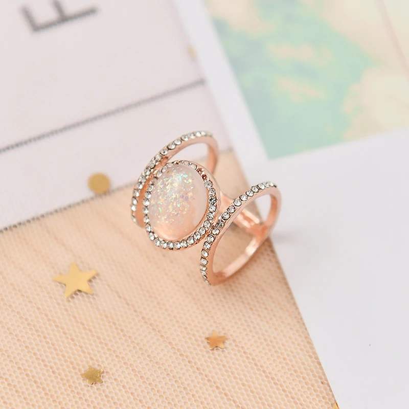 3 Colors Vintage Moonstone Women Ring Crystal Big Stone Wedding Engagement Rings H Shape New Antique Statement Girl Jewelry | Украшения и