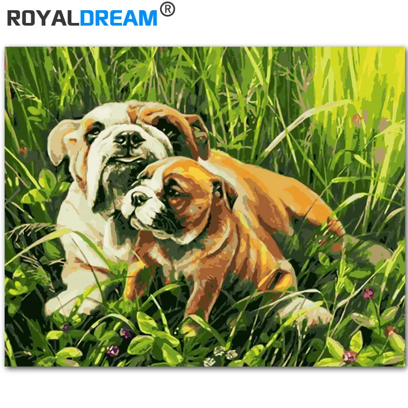 ROYALDREAM DIY картина по номерам холст с собакой ручная роспись маслом на холсте