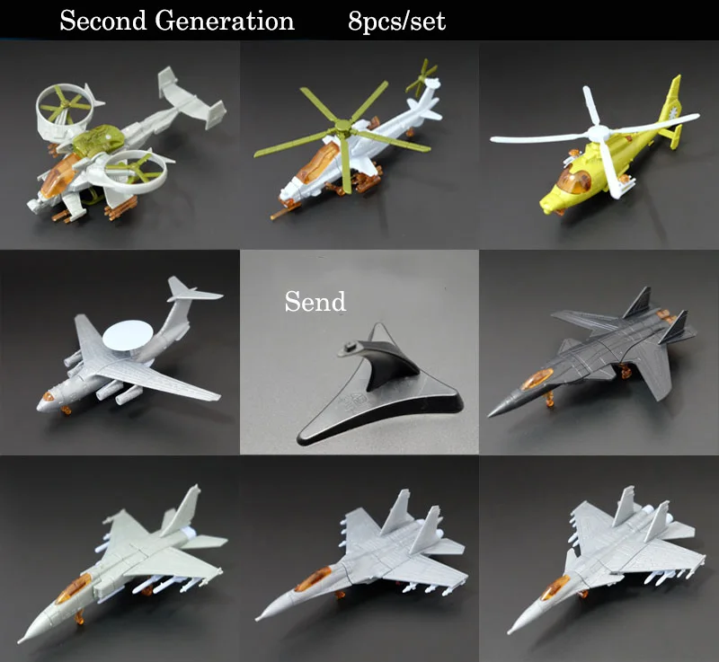 8 шт 4D Истребитель модель 2nd Generation Пластик собрать самолет 1:165 SU 33 47 вертолет
