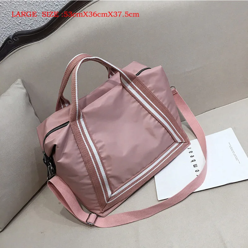 Pink-Large Женская спортивная сумка для йоги, нейлоновая Мужская водонепроницаемая сумка для спортзала, Повседневная Уличная сумка для фитнеса, Женская Портативная сумка через плечо для выходных - Цвет: Pink-Large