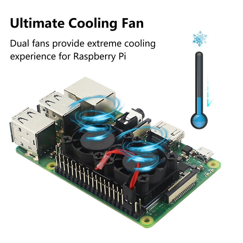 Raspberry Pi Dual Fan с теплоотводом Ultimate Double Cooling Fans Cooler для 3 Model B + Plus или 3B | Электроника