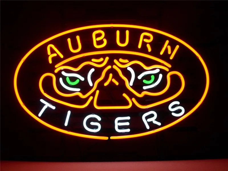 Неоновая вывеска на новый Auburn Tigers реального остекленная Пивной бар PUB подсветка