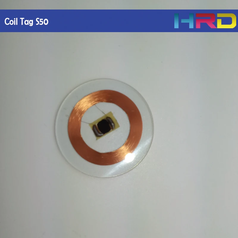100pcs rfid transparent coil tag s50 13.56mhz ic keyfob hf 1k memory size 25mm diameter f08 chip type | Безопасность и защита