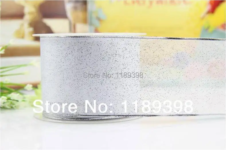 Рождественская Проводная прозрачная лента с серебряным люрексом 63 мм (2-1/2 дюйма)