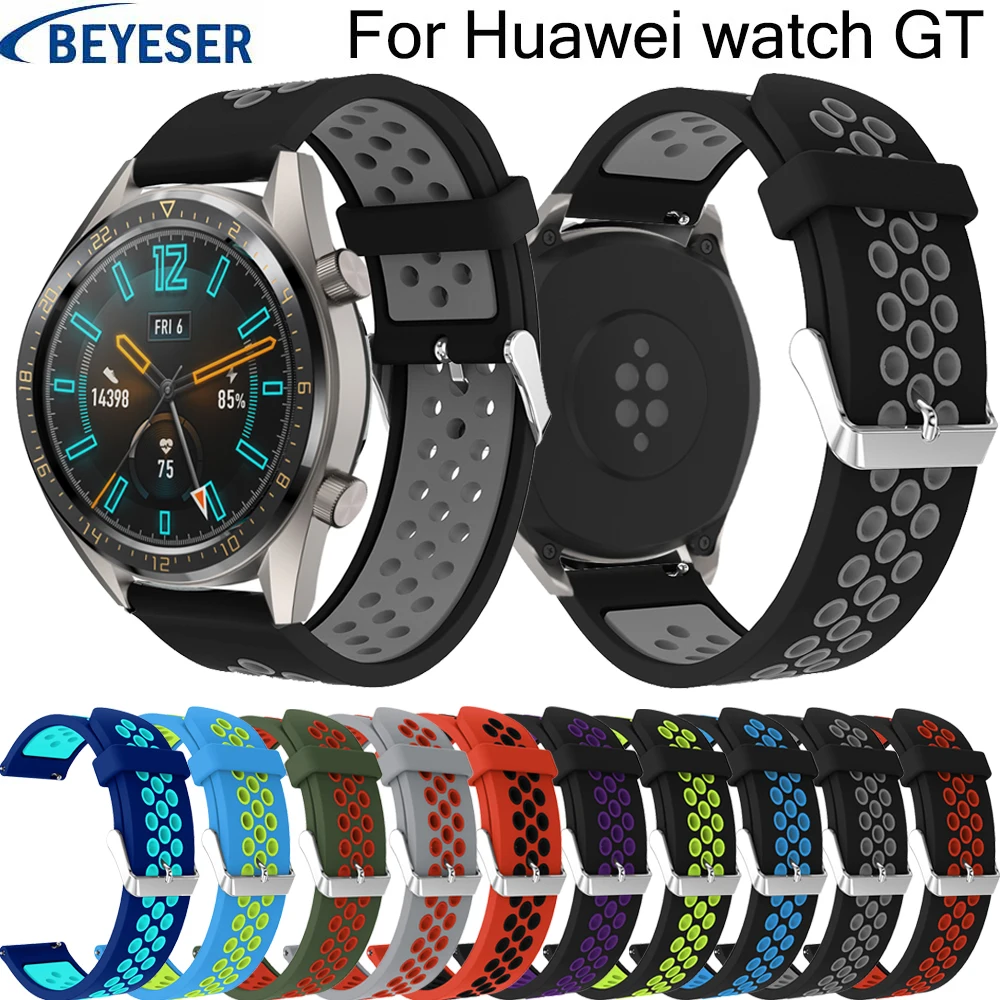Ремешок силиконовый для наручных часов Huawei Watch GT сменный Браслет Samsung Gear S3 frontier