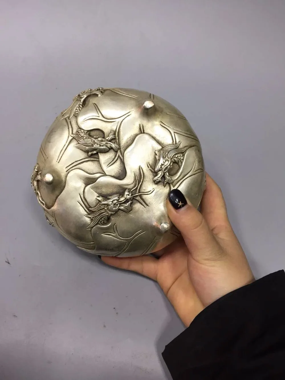 Коллекция Тибет серебряные тарелка с драконом Главная/украшение офисного стола