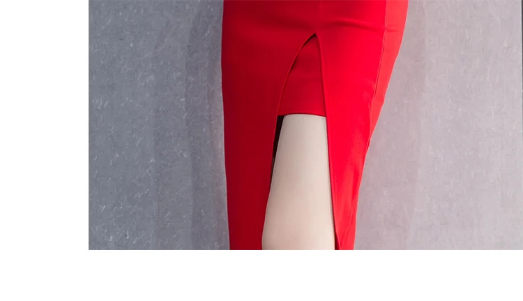 2017 Женская однотонная сексуальная юбка карандаш средней длины с разрезом осенне