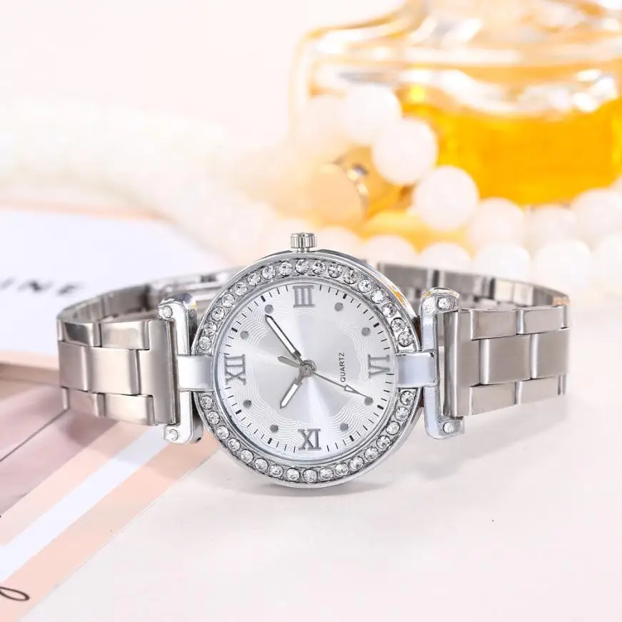 

Exquisite Fashion Women Watches Crystal Stainless Steel Analog Quartz Elegant Wrist Watch Bracele Relogio Feminino Hot Gift #D