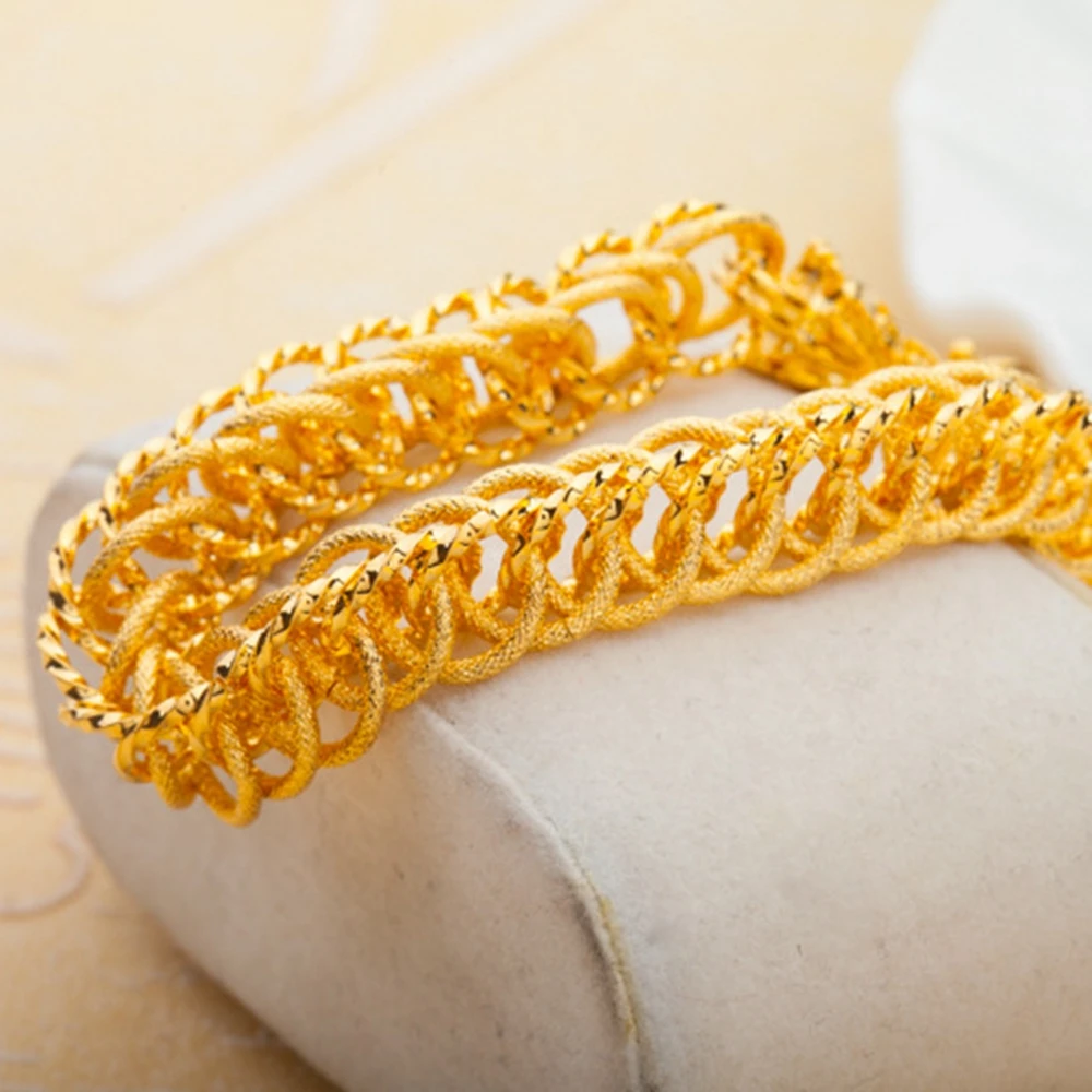 

Hip Hop Wrist Bracelet Yellow Gold Filled Mens Bracelet Chain