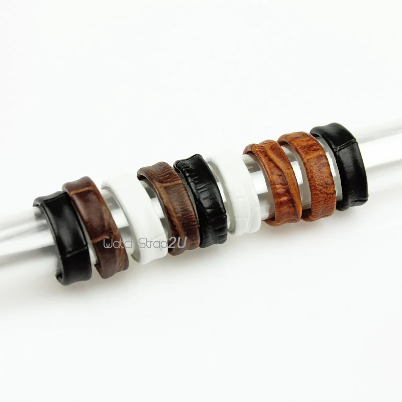 3PCS Leather Strap Retaining Ring Loop Hoop Keeper Black Brown White 14mm/16mm/18mm/19mm/20mm/22mm/24mm | Наручные часы