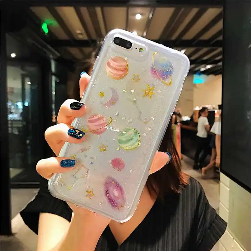 Новый роскошный золотой фольгированный чехол для телефона iPhone X XS MAX XR Moon Stars Planet