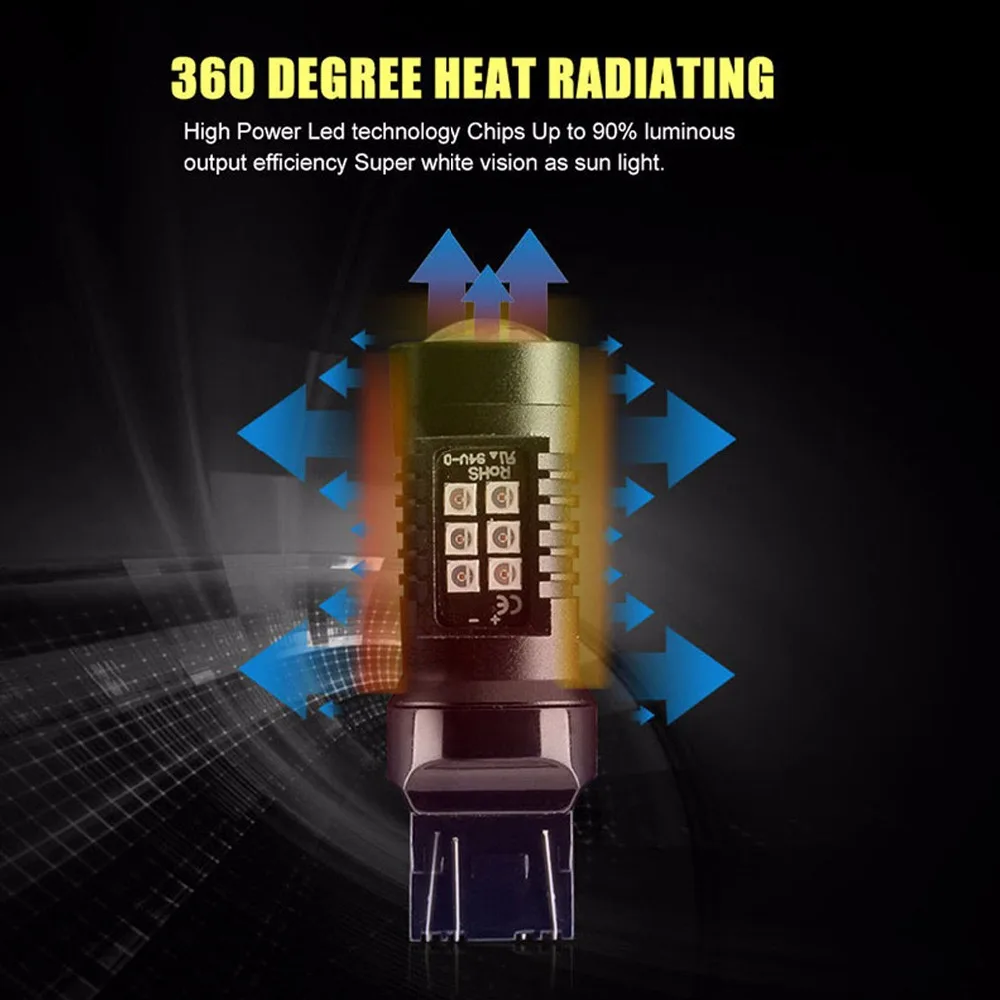 1 шт. авто светодиодный T20 W21/5 Вт тормозной Свет лампы стоп лампа 7443 7440 AC/DC 12 V 21 SMD 150