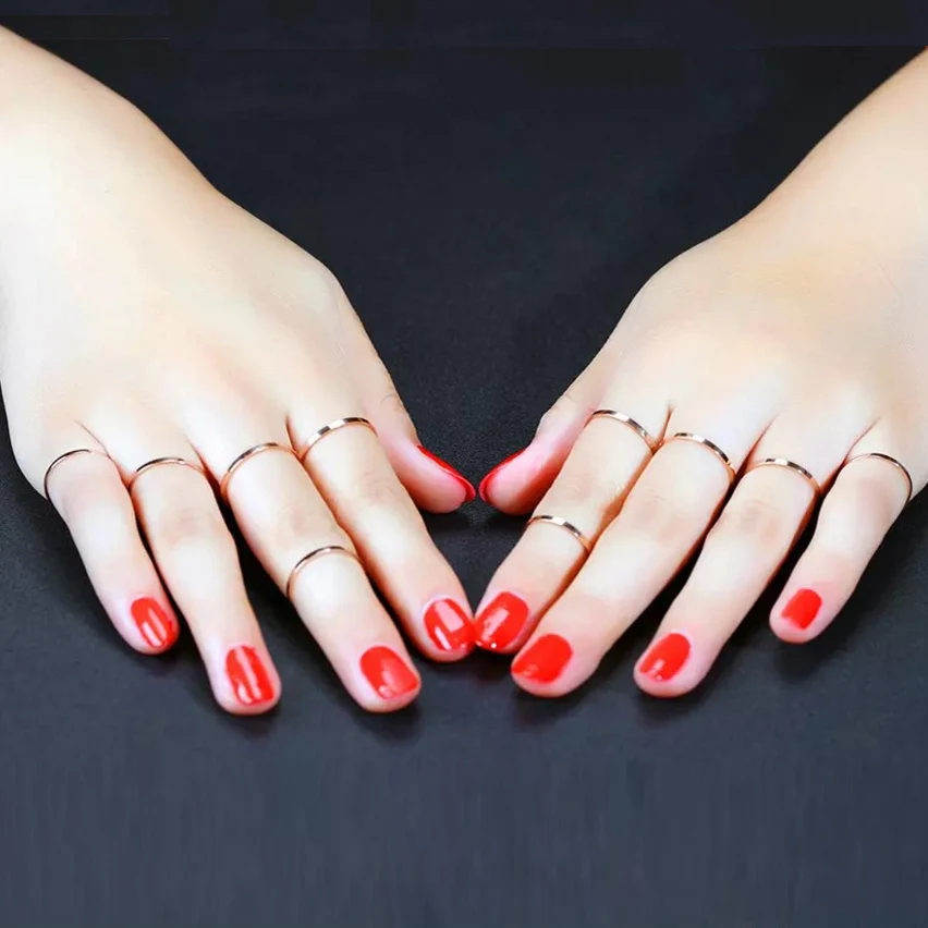 Женские Простые обручальные кольца 1 мм (10 шт./лот) маленькие тонкие из титановой