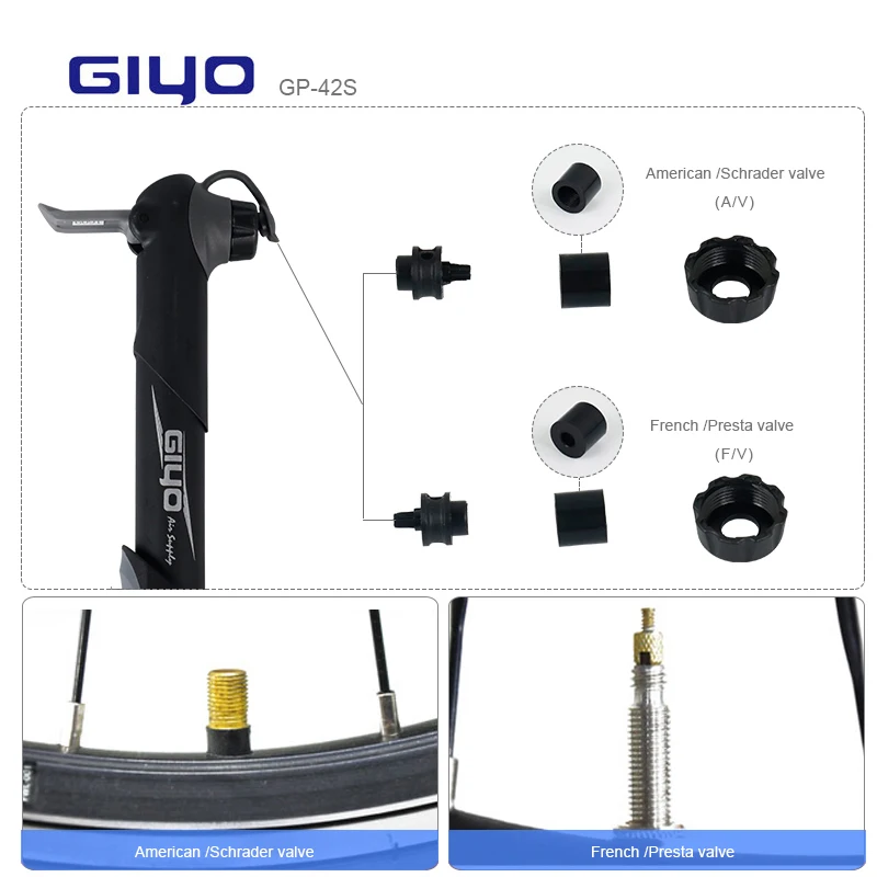 Насос велосипедный Giyo компактный насос со складной ручкой 120 psi подходит для Schrader
