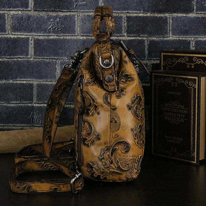 Женский рюкзак с тиснением сумка тоут через плечо из натуральной кожи высшего