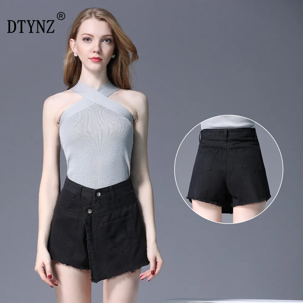 DTYNZ джинсовая юбка большого размера свободные нерегулярные боковые джинсовые