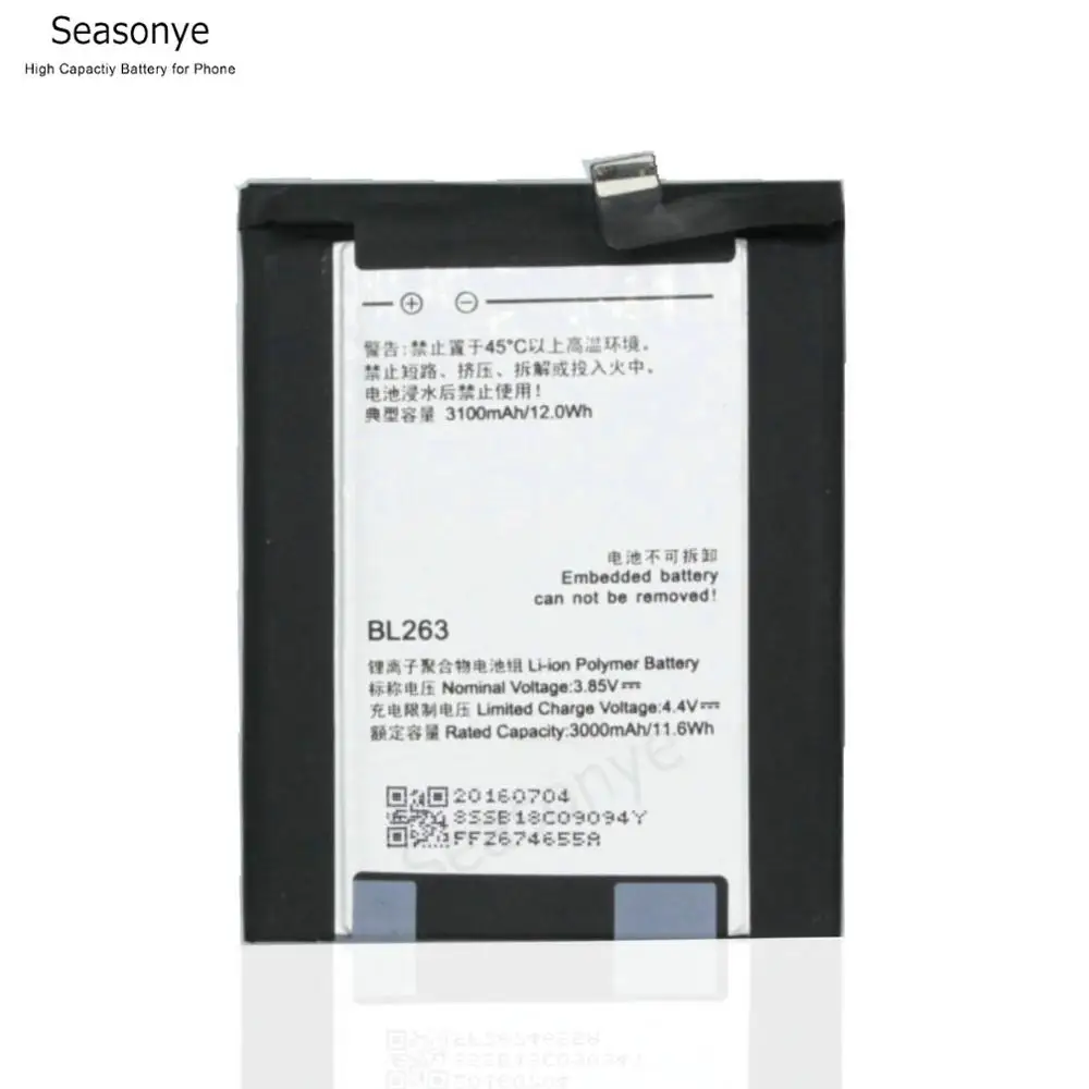 Seasonye 3000mAh / 11.6Wh BL263 сменный литий полимерный аккумулятор для мобильного телефона