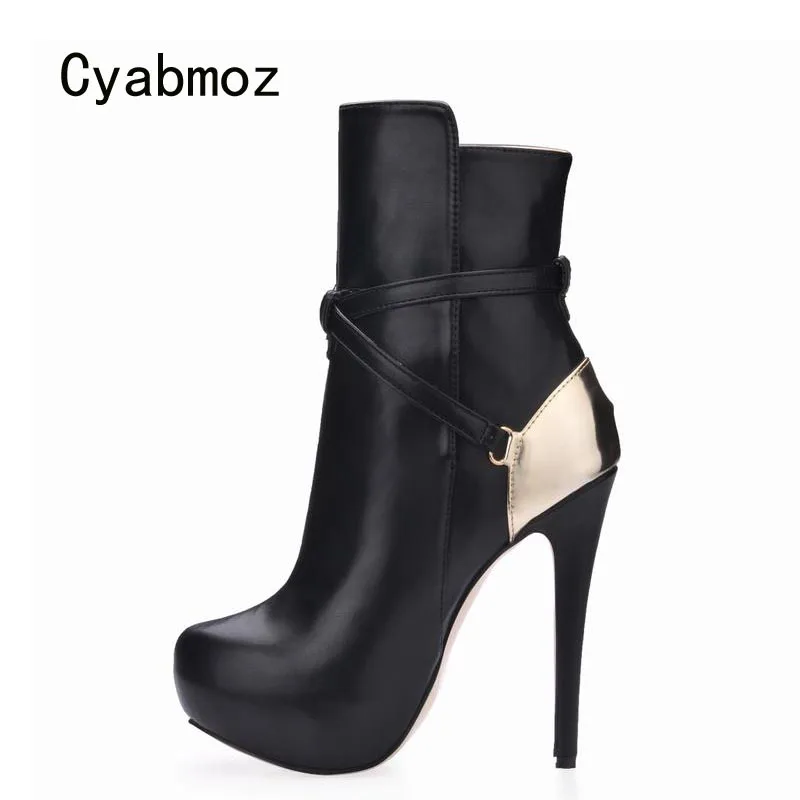 Cyabmoz/женские зимние ботильоны на высоком каблуке женская обувь Zapatillas Botas Zapatos Mujer