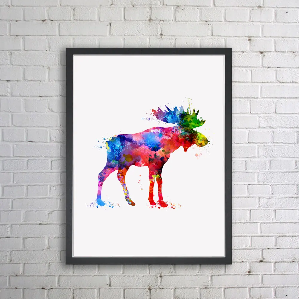 Акварельные Moose художественные фотографии питомник домашний декор лося