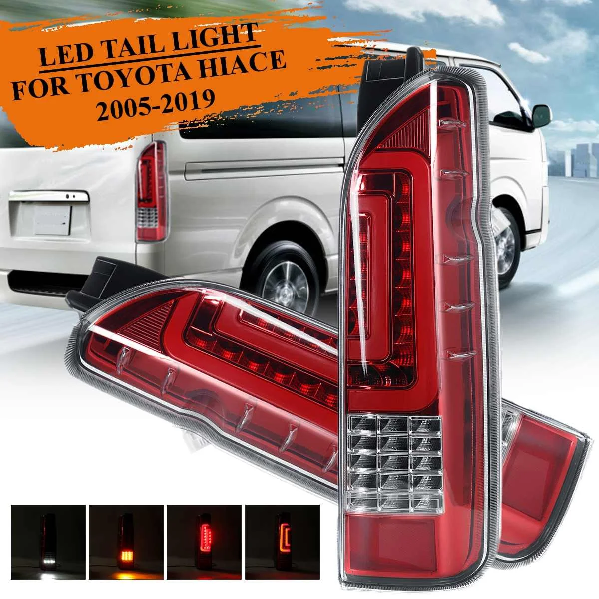 12 В Автомобильный светодиодный задний фонарь для TOYOTA HIACE 2005- задний фонарь заднего тормоза светлые Противотуманные фары лампа аксессуары для DRL Стайлинг