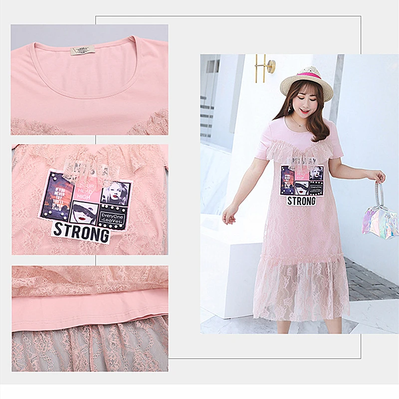 Новинка лета 2018 женское кружевное платье большого размера Милая женская одежда