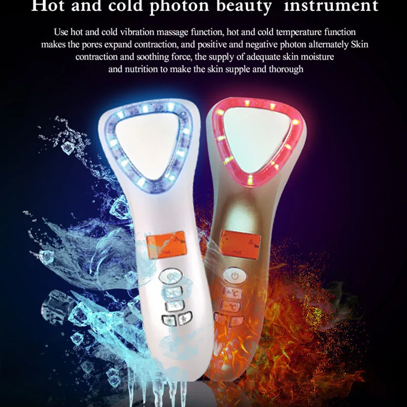 Ultrasonic Face Lifting Skin Firming Care Tool Hot Cold Hammer LED Light Photon Facial Massager Ultrasound Spa Beauty |