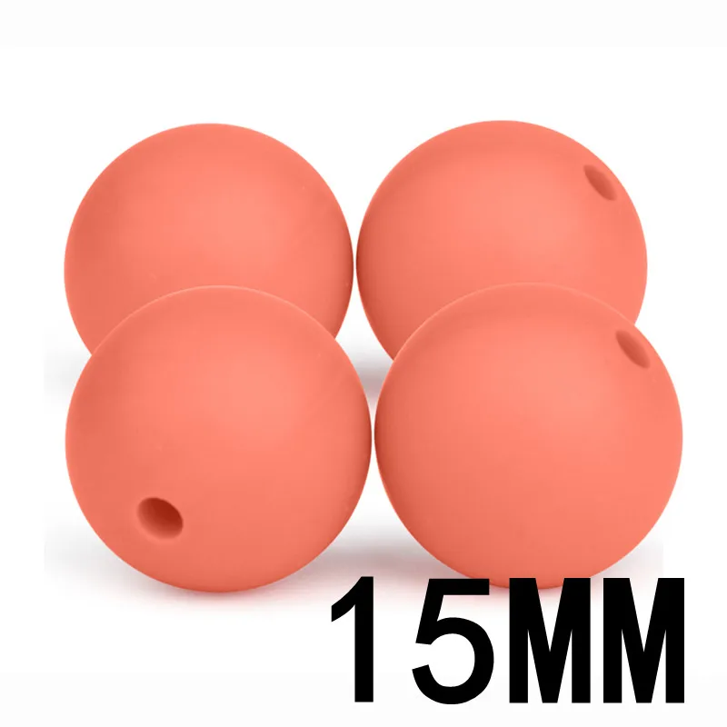 salmon orange61 50 шт. Силиконовые Прорезыватели для зубов, 15 мм, цветной детский прорезыватель, стоматологический шарик, безопасная детская Прорезывание Зубов, Diy ожерелье для мамы - Цвет: salmon orange61