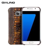 qialino special ostrich leg texture phone cove for samsung galaxy s7 s7 edge top layer leather back case for samsung s7