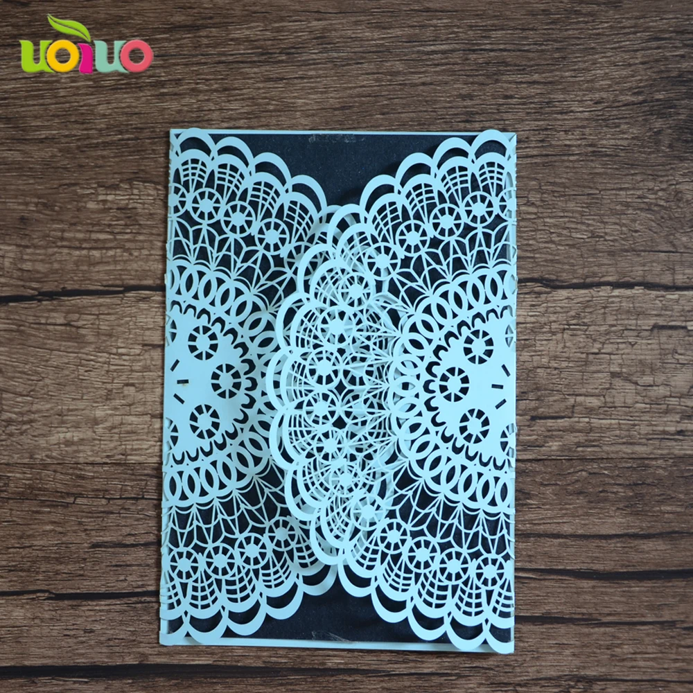 sea blue fold 10Pcs Sample Laser Cut Wedding Invitation Cards Customizalbe Envelopes &amp Inner Card Party Supplies | Дом и сад