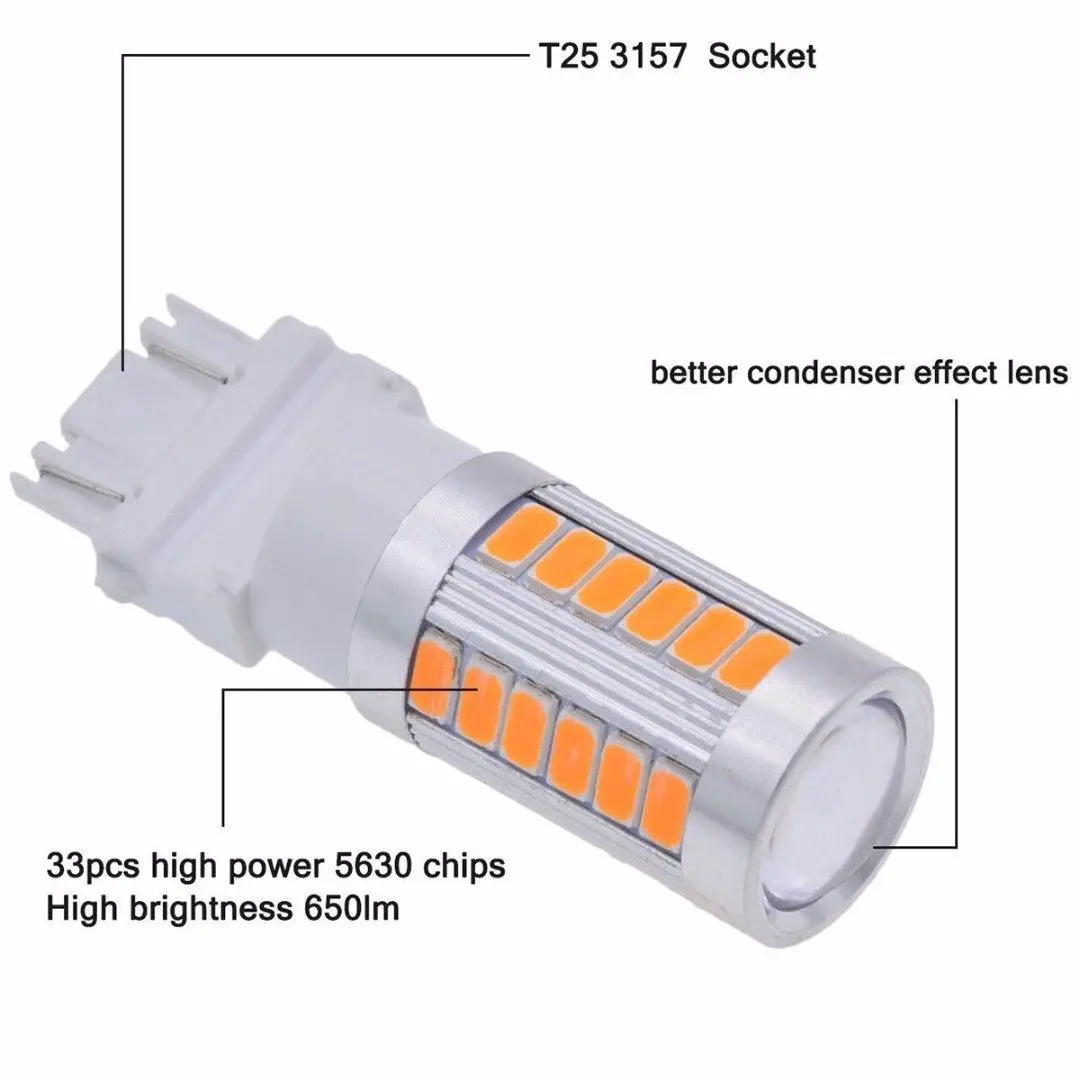 61*16 мм DC 12 V 5630 SMD 360 градусов угол луча Янтарный Автомобильный светодиодный задний