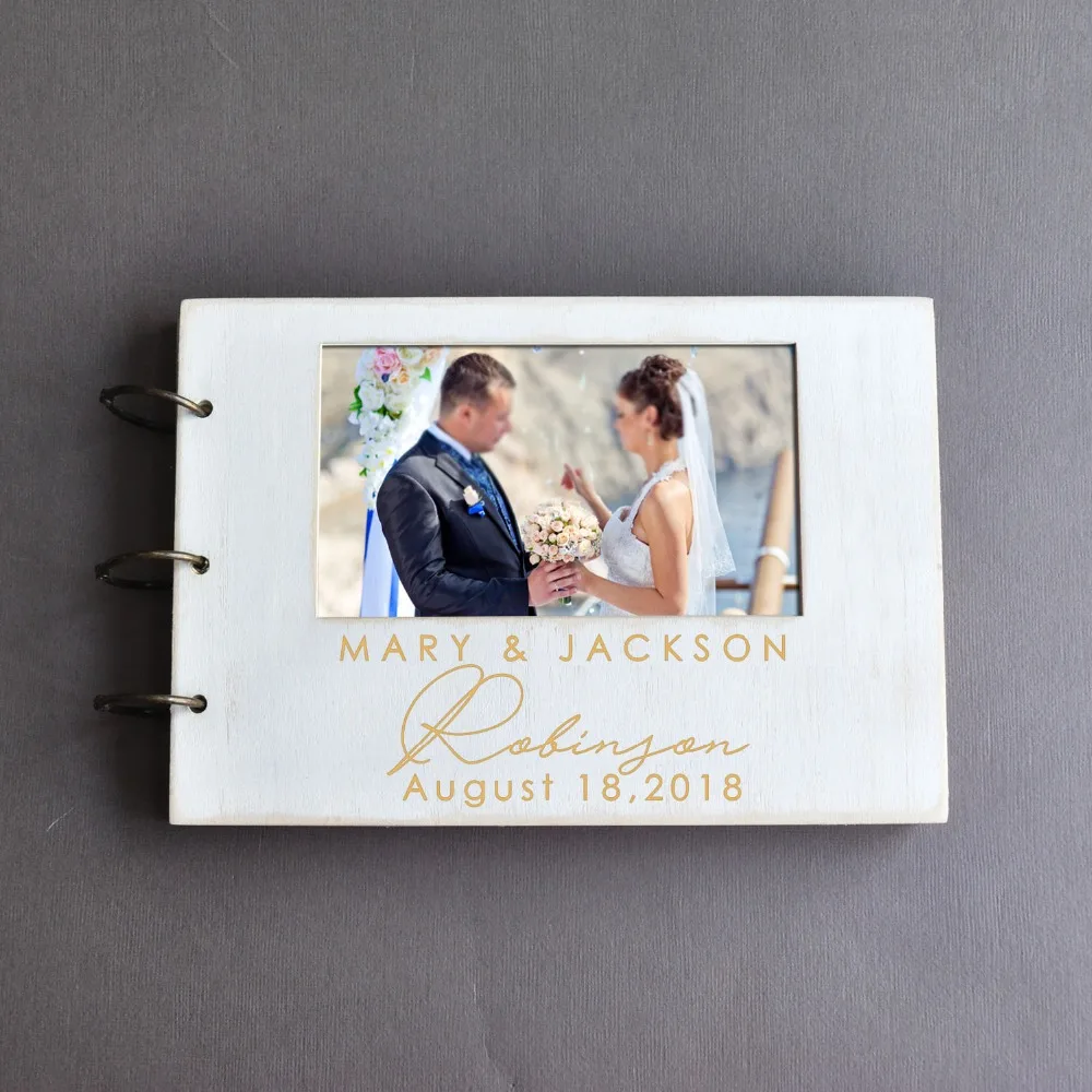 

Personalized Photo Wedding Guest Book,Rustic Wooden Guest Book,Custom Wedding Sign Book with Photo,Gift for wedding