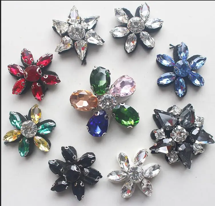 Цветы из горного хрусталя вышивка бусин нашивка брошь для шитья одежды носки