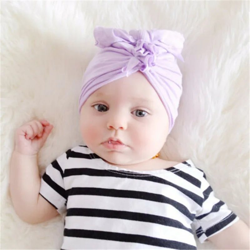 Cute Newborn Toddler Beanie Hats Headwear Kid Baby Boy Girl Indian High Elastic Stretch Turban Knot Cotton Solid Head Hat | Аксессуары