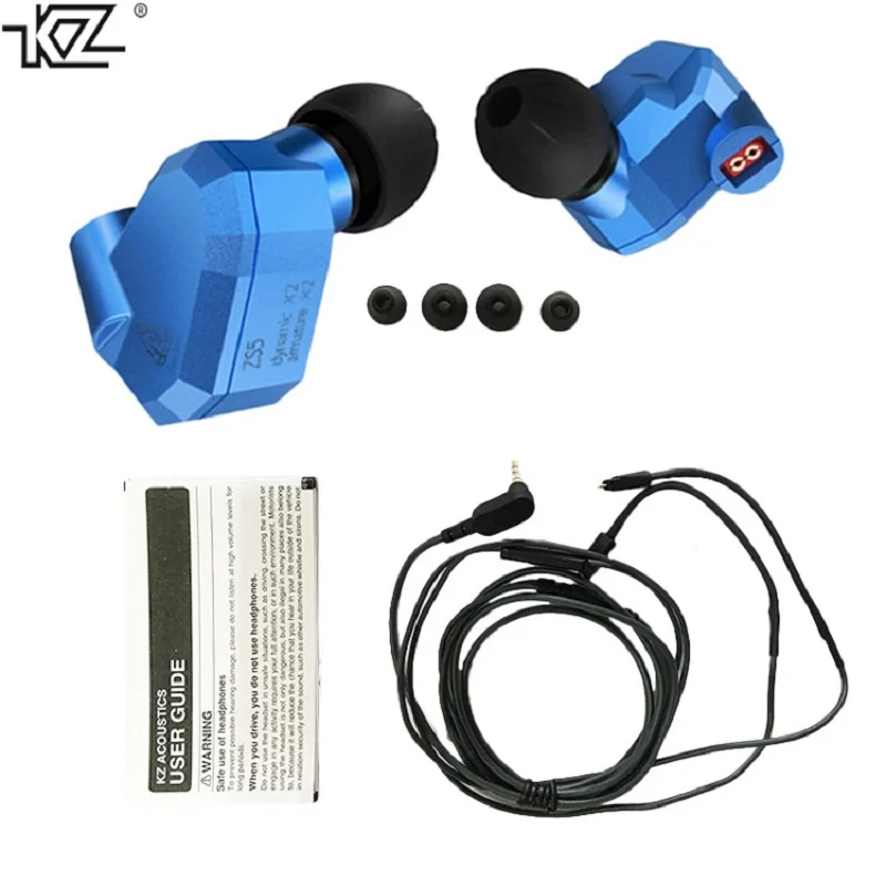 KZ ZS5 оригинальные наушники проводной кабель с микрофоном стерео Бас quad driver