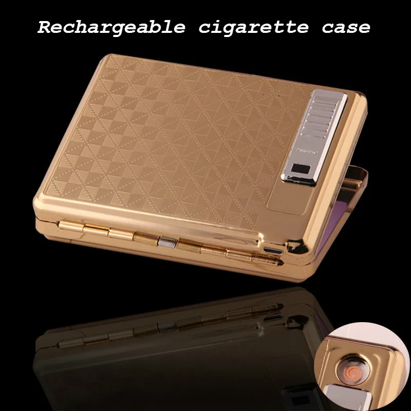 Новейшая перезаряжаемая дуговая зажигалка с зарядкой от USB чехлом для сигарет