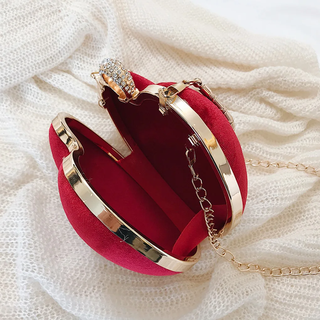 Heart Pattern Diamonds Evening Bag Women Tote Box Day Clutches Wedding Hand with Chain Phone Package for Party | Багаж и сумки