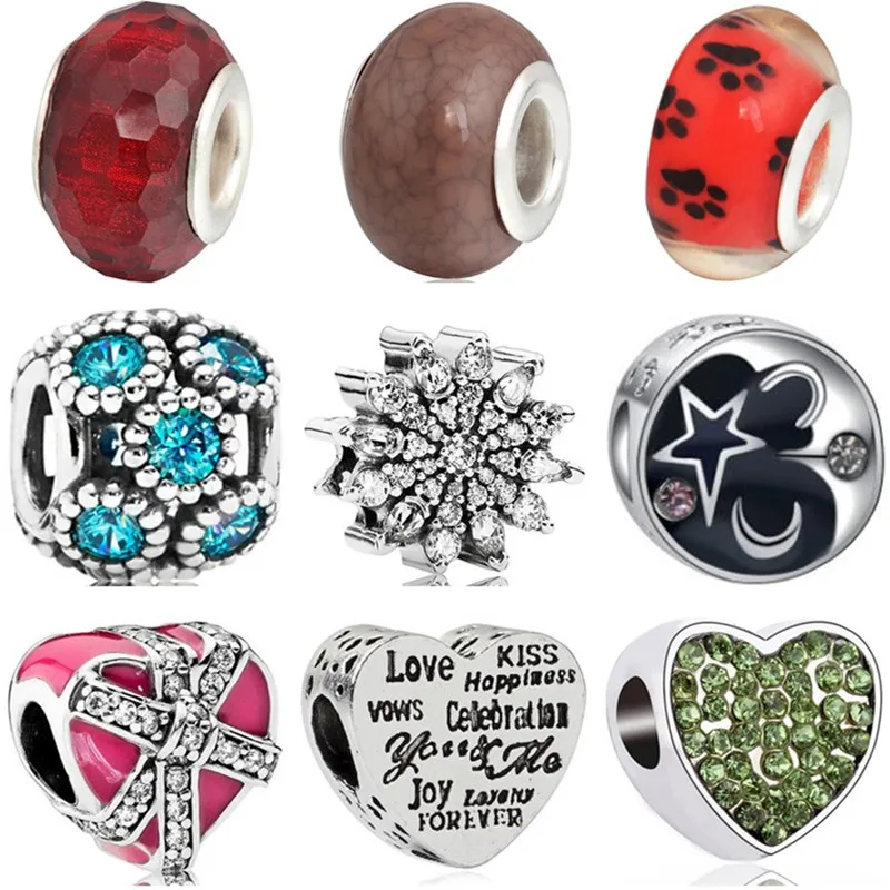 

European Luxurious Flower Tree Maple Leaf Moon Snowflake Heart Fit Pandora Charms & Bangles for Women Birthday Gift DIY Jewelry