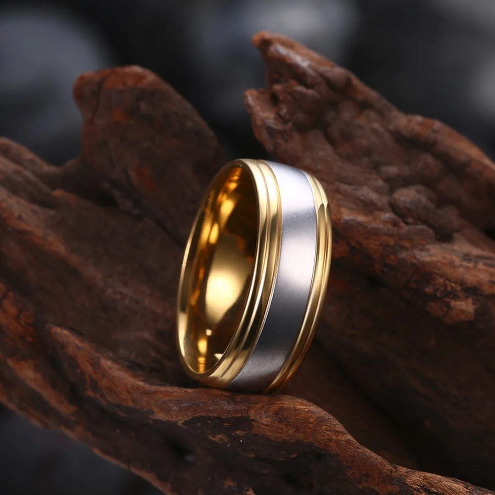 

Hot Sales New Fashion Rings For Women Couple Jewelry Stainless Steel Wedding Party Men Ring Trendy Unisex Gold-Color Ring