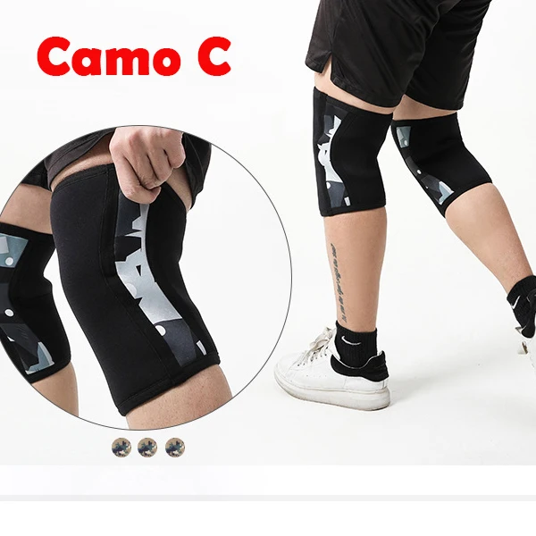 Camo C 2 шт. дышащие Компрессионные спортивные наколенники 7 мм неопреновый эластичный бандаж на колено рукав для тяжелой атлетики наколенник Поддержка протектор - Цвет: Camo C