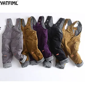 Детский вельветовый комбинезон YATFIML, для мальчиков и девочек, зимний, вязаный, однотонный