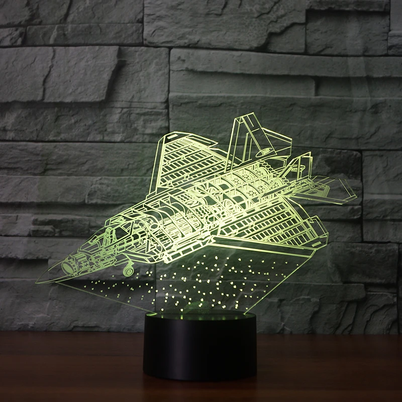 7 меняющихся цветов 3d иллюзия ночника передовая лампа самолета|night lamp|3d illusionillusion