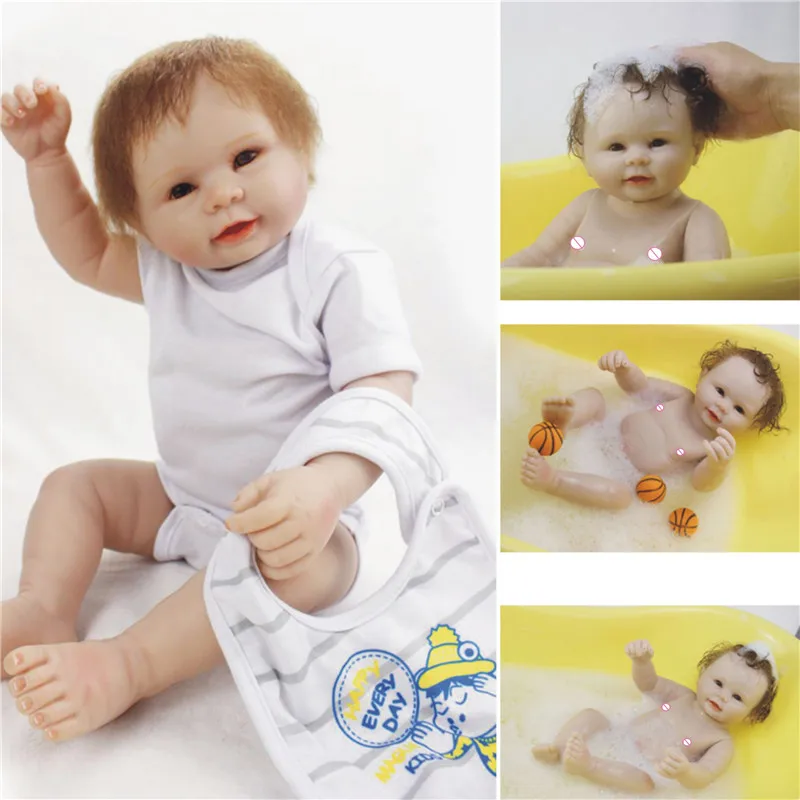 

Bath Reborn baby dolls Full body Silicone vinyl bebe reborn menino babies dolls Boneca Brinquedos toy for children gift 55cm