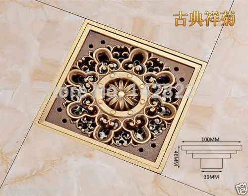 Бесплатная доставка античная латунная 4 &quotквадратная напольная дренажная