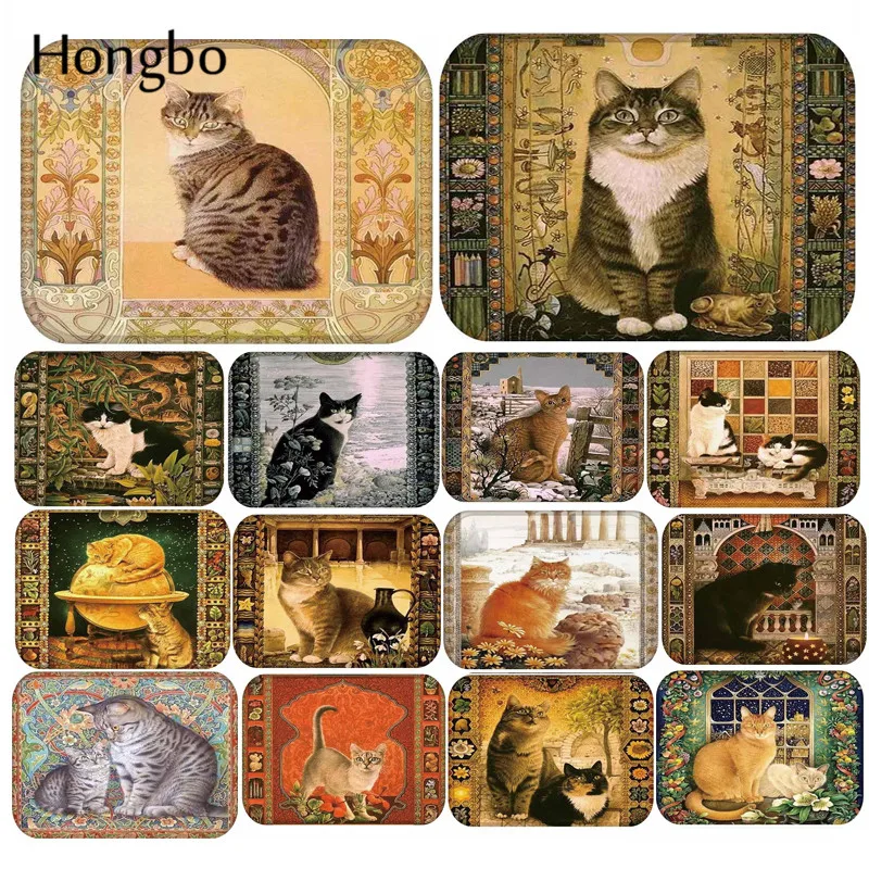 Коврик Hongbo с изображением кота для улицы и входа в помещение фланелевые