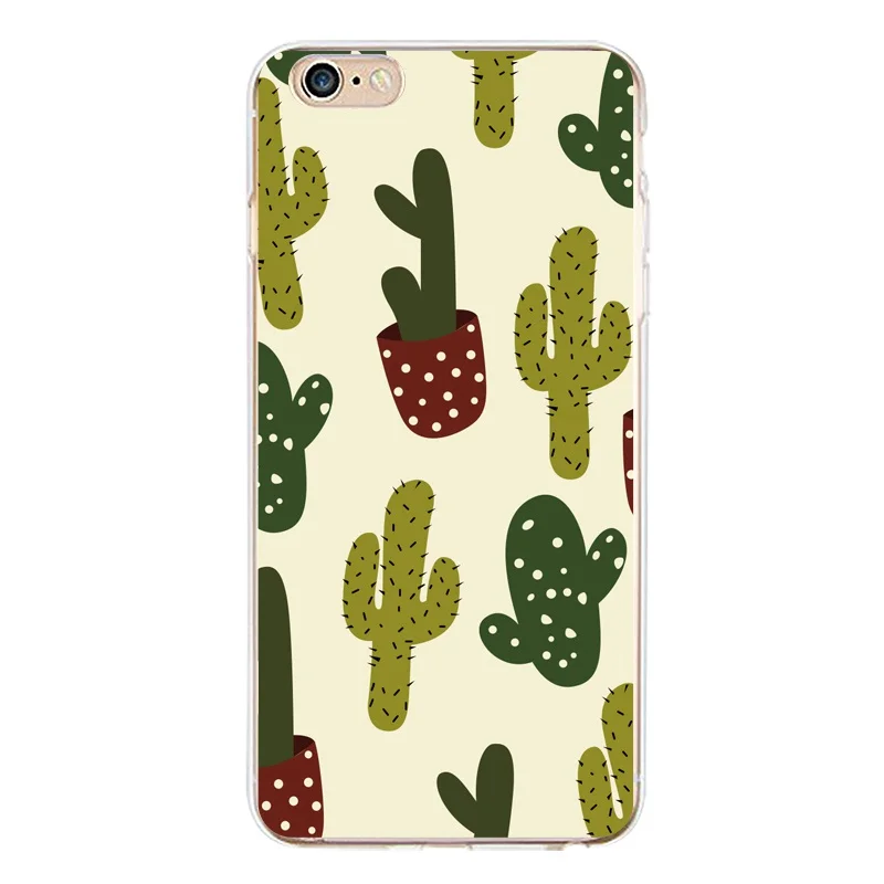 Flora Coque Soft Clear TPU Phone Case For iPhone 4/4s 5 5s 6 6plus 7 8plus x Luxury Cactus Painted Cow Free Shipping | Мобильные