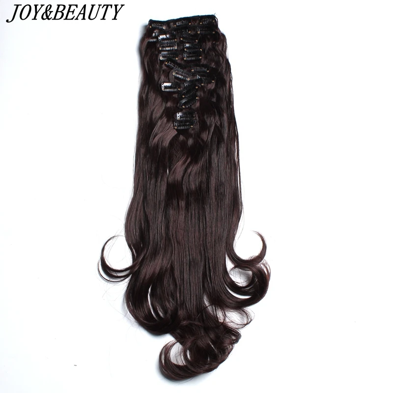 JOY& BEAUTY 12 шт./компл. пряди волос на клипсах для наращивания, 22 дюйма, естественный и толстые шерстяные шиньоны вьющиеся синтетические волосы на заколках для наращивания 6 Цвет
