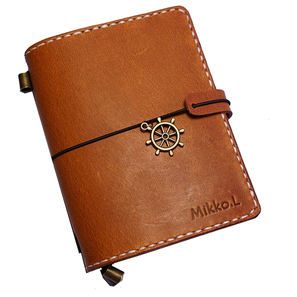 Genuine leather travelers passport notebook diary agenda book stitch handmade caderno escolar defter sketchbook journal notebook