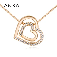 anka christmas gift double heart crystal necklace pendant for women fashion luxury micro paved crystal jewelry 128233