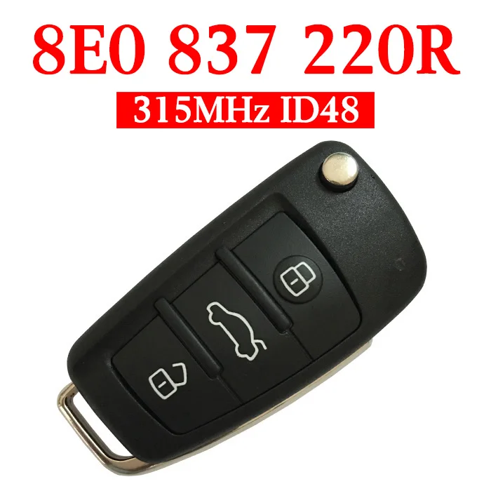 Пульт дистанционного управления для Audi A4 3 кнопки 315 МГц ID48 8E0 837 220R|Ключ от авто| |