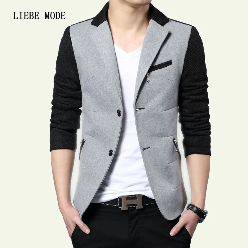 Мужские приталеные блейзеры больших размеров мужская куртка черный синий серый